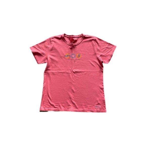 Life Is Good Pink Graphic Relaxed Tee “ Treks Hugs Rock& Roll” Women’s Medium - Picture 1 of 10